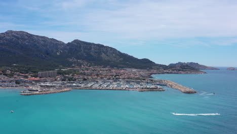 Luftgroßansicht-Marina-Pointe-Rouge-Yachthafen-Marseille-Calanques-Frankreich